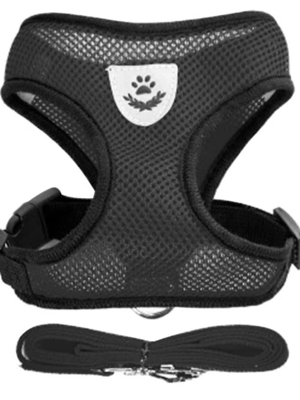 Black Mesh Dog Harness with Leash